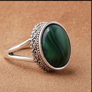 Oval Malachite Cocktail Ring